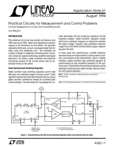 Linear Technology AN61-1 Practical Circuitry for Measurement and Control Problems Application Note - cover page