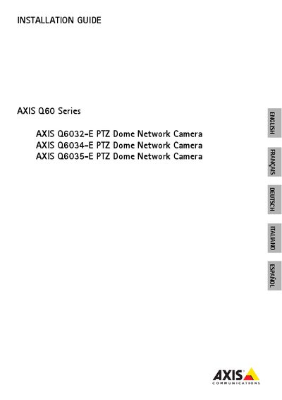 Axis Q6032-E / Q6034-E / Q6035-E PTZ Dome Network Camera Installation Guide - cover page