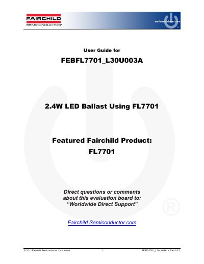 Fairchild FEBFL7701_L30U003A 2.4W LED Ballast User Guide