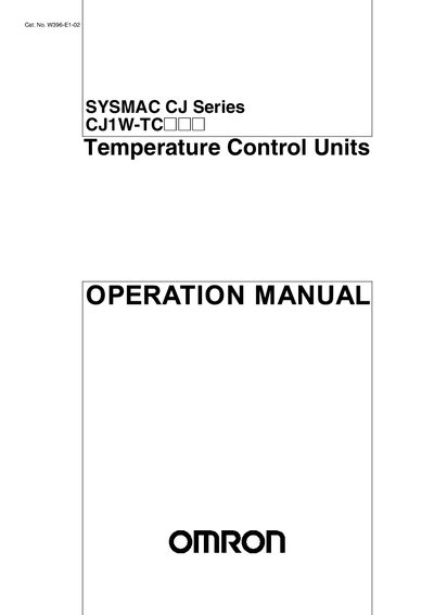 Omron CJ1W‑TC Temperature Control Units Operation Manual - cover page