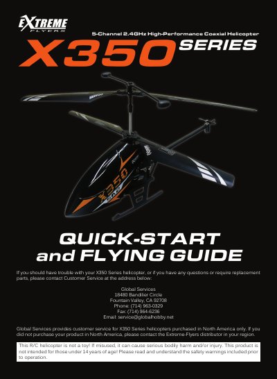 Extreme X350 Series Helicopter Quick-Start and Flying Guide - cover page