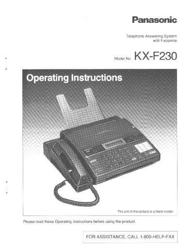 Panasonic KX-F230 Telephone Answering System with Facsimile Operating Instructions - cover page
