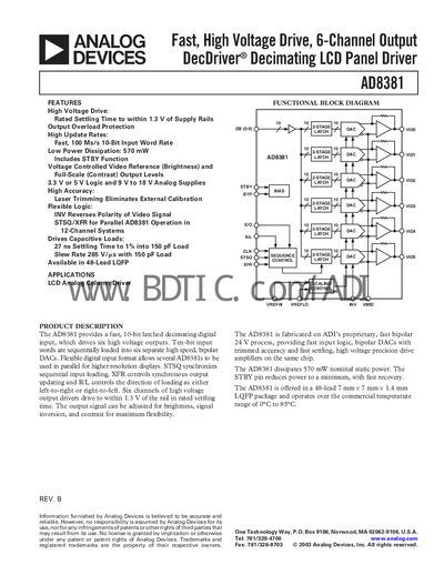 Analog Devices AD8381 Datasheet - cover page