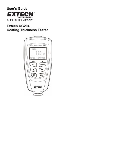 Extech CG204 Coating Thickness Tester User's Guide - cover page