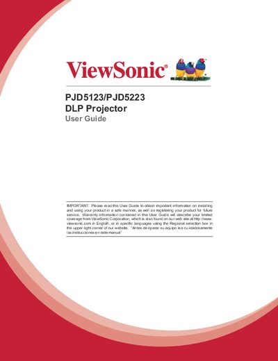 ViewSonic PJD5123/PJD5223 DLP Projector User Guide - cover page