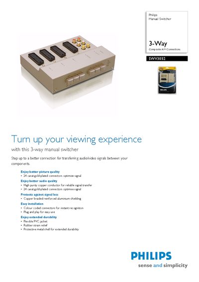 Philips SWV3052 3-Way Manual Switcher Product Leaflet - cover page