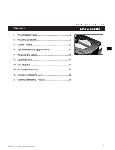Bourns SMT Trimmers Product Selection Guide - cover page