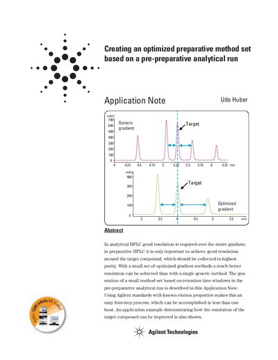 Agilent 1200 Series Creating an Optimized Preparative Method Set Application Note - cover page
