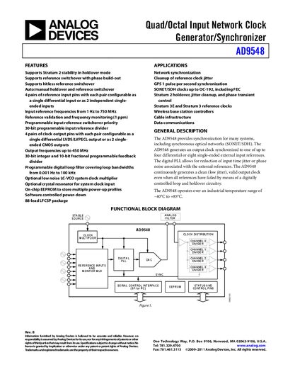 Analog Devices AD9548 Clock Generator Product Handbook