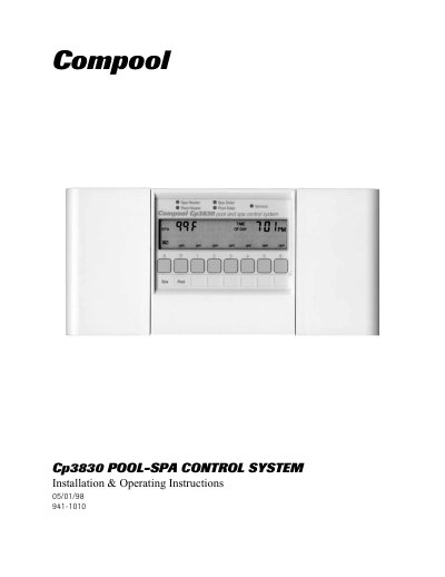 Compool Cp3830 Pool-Spa Control System Installation and Operating Instructions - cover page
