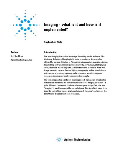 Agilent Imaging Application Note - cover page