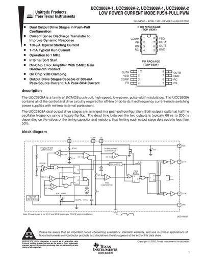 TEXAS INSTRUMENTS UCC2808A-A handbook - cover page
