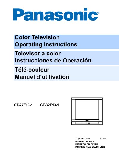 Panasonic CT-27E13-1/CT-32E13-1 Color Television Operating Instructions - cover page