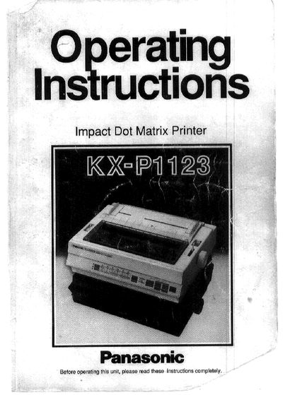 Panasonic KX-P1123 Printer Operating Instructions - cover page