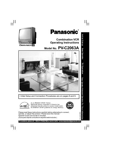 Panasonic PV-C2063A Combination VCR Operating Instructions - cover page