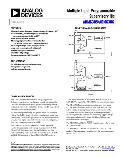 Analog Devices ADM6305/ADM6306 Datasheet Handbook - cover page