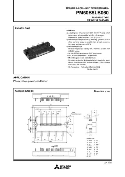 Mitsubishi PM50B5LB060 Intelligent Power Module User Manual - cover page