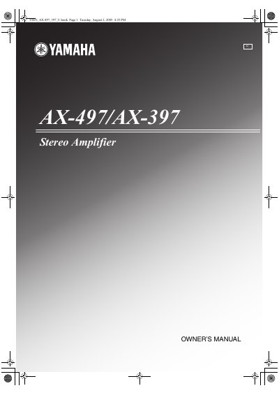 Yamaha AX-497/AX-397 Stereo Amplifier Owner's Manual