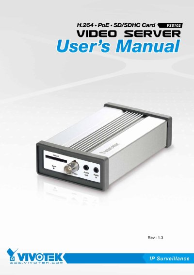 VIVOTEK VS8102 Video Server User's Manual - cover page