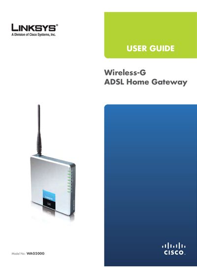 Linksys WAG200G Wireless-G ADSL Home Gateway User Manual - cover page