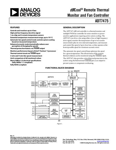 Analog Devices ADT7475 Thermal Monitor and Fan Controller Handbook - cover page