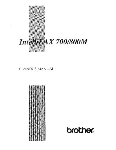 Brother IntelliFAX 700/800M Owner's Manual - cover page