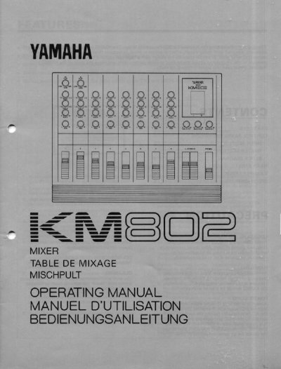 Yamaha KM802 Household Mixer Operating Manual - cover page