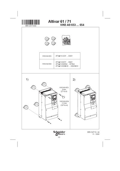 Schneider Altivar VW3 A9 653/654 User Manual - cover page