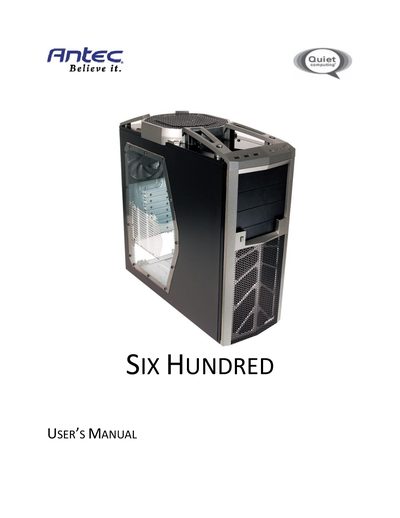 Antec Six Hundred User Manual - cover page
