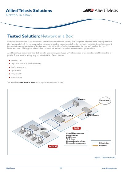 Allied Telesis Network in a Box Solution Overview - cover page
