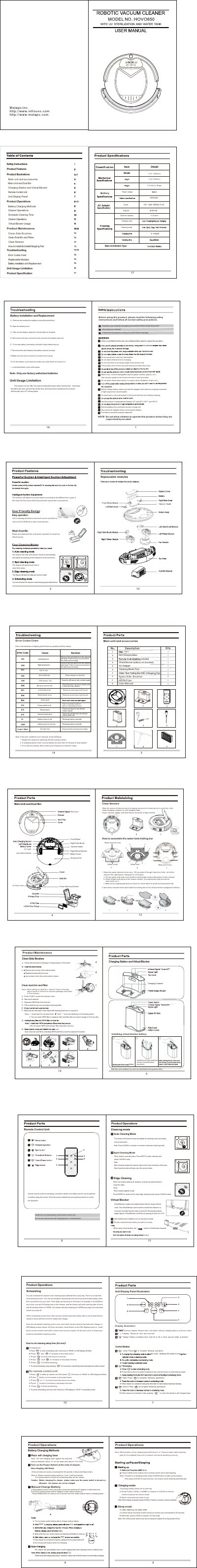 HOVO HOVO650 Intelligent Cleaner User Manual - cover page