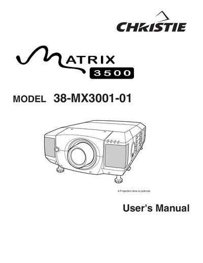 CHRISTIE 38-MX3001-01 User's Manual - cover page