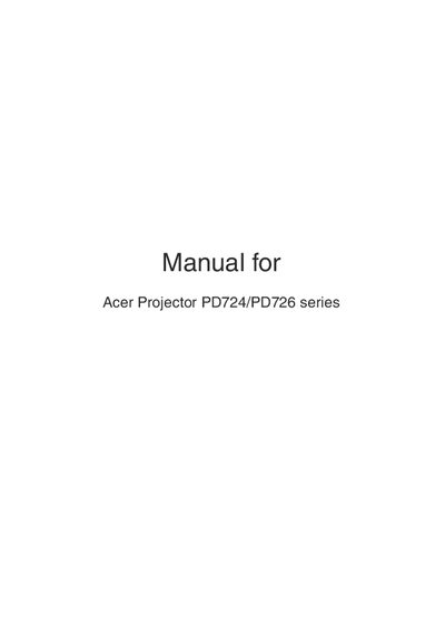 Acer PD724/PD726 Series Projector User Manual - cover page