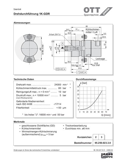 OTT 1K-GDR Drehdurchführung Datasheet - cover page