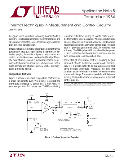Linear Technology AN5-1an5f Thermal Techniques in Measurement and Control Circuitry Application Note - cover page