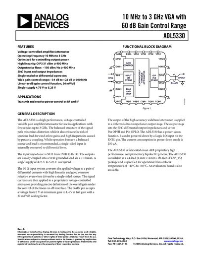 Analog Devices ADL5330 Datasheet Rev A