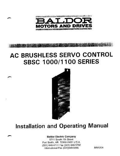 Baldor SBSC 1000/1100 Series Servo Control Installation Manual - cover page