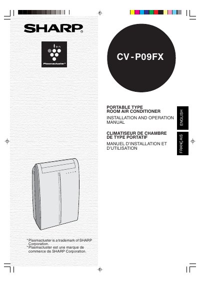 Sharp CV-P09FX Portable Room Air Conditioner Installation and Operation Manual - cover page