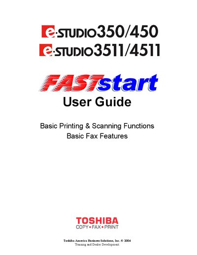 Toshiba e-STUDIO350/450 &amp; e-STUDIO3511/4511 User Guide