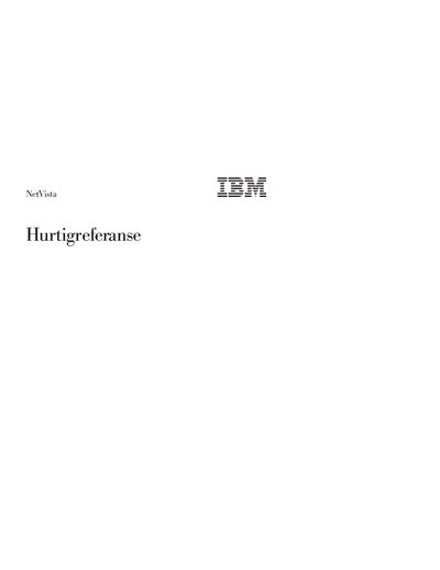 IBM NetVista Quick Reference Guide - cover page