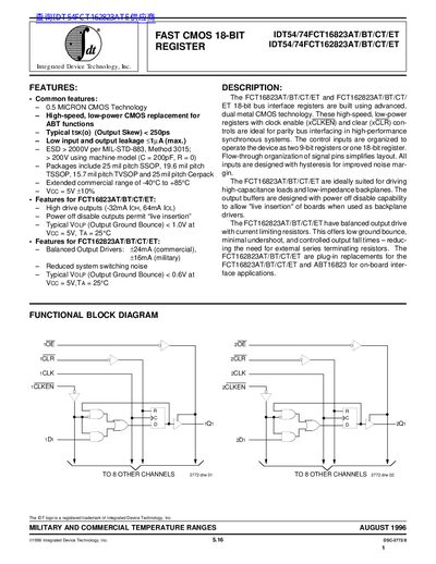 IDT IDT54/74FCT16823AT/BT/CT/ET IDT54/74FCT162823AT/BT/CT/ET handbook