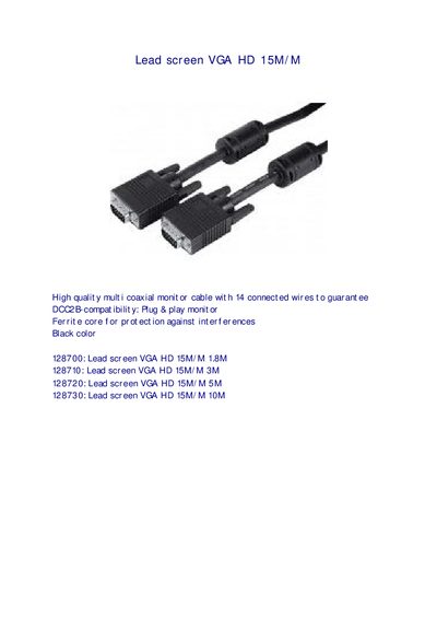 PRO SIGNAL Lead screen VGA HD 15M/M - cover page