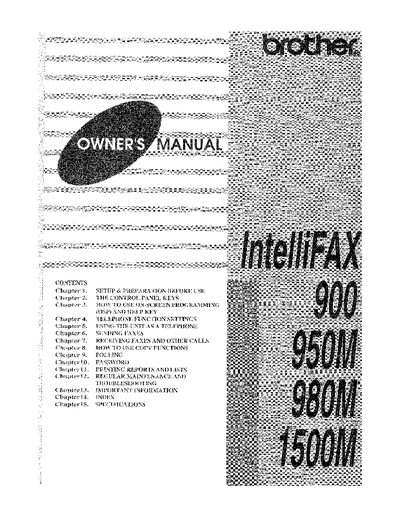 Brother IntelliFAX 900/950M/980M/1500M Owner's Manual