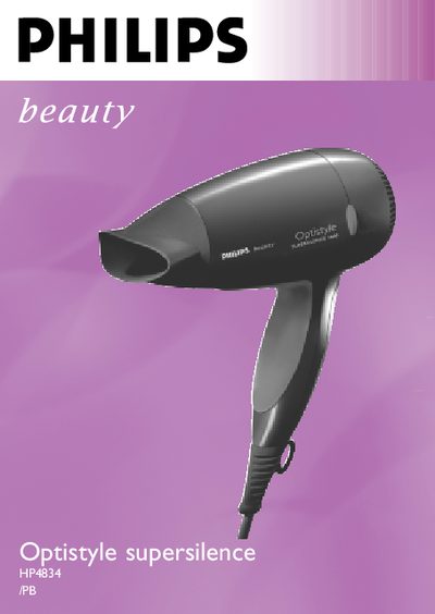 Philips HP4834/PB Hairdryer User Guide - cover page