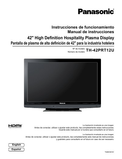 Panasonic TH-42PRT12U Plasma Display Operating Instructions - cover page