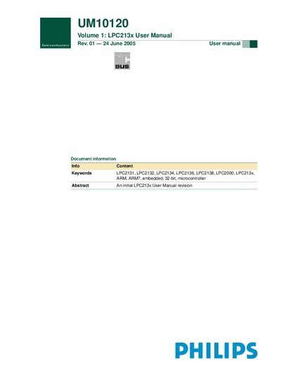 Philips LPC213x User Manual UM10120 - cover page