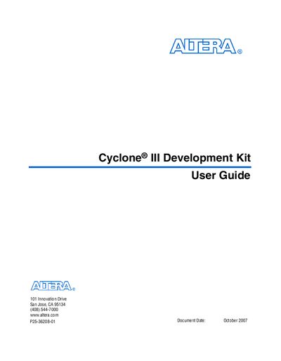 Altera Cyclone III Development Kit User Guide - cover page