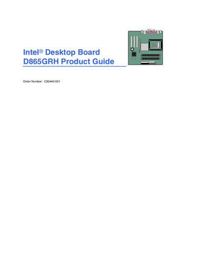 Intel D865GRH Desktop Board Product Guide - cover page