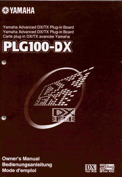 Yamaha PLG100-DX Owner's Manual - cover page
