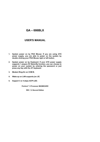 GA GA-686BLX Motherboard User Manual - cover page